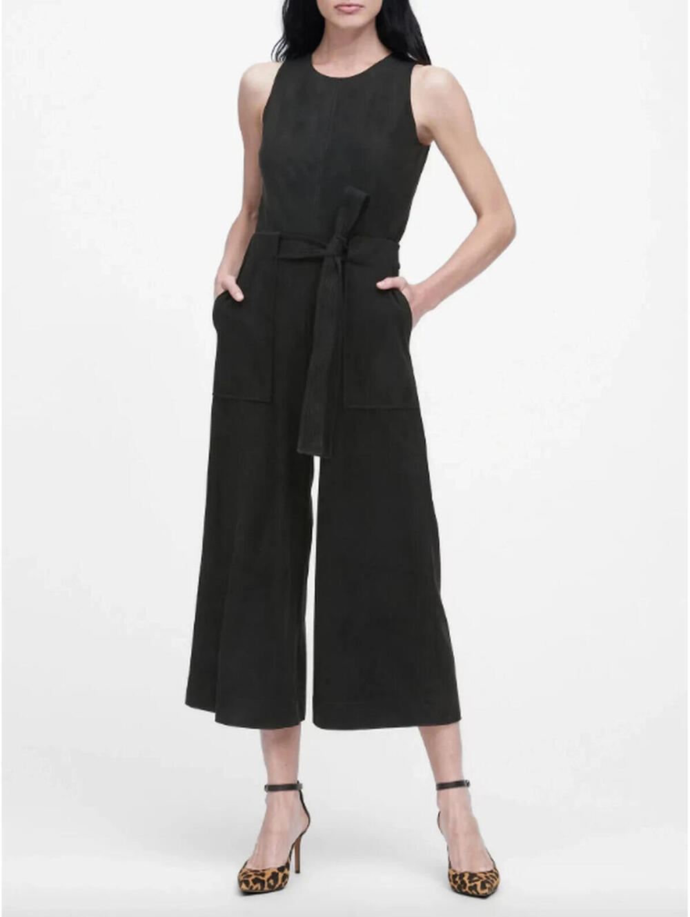 Black Banana Republic Cropped Wide Leg Sleeveless Jumpsuit Size 6